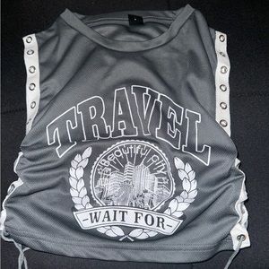 Grey Cropped string shirt